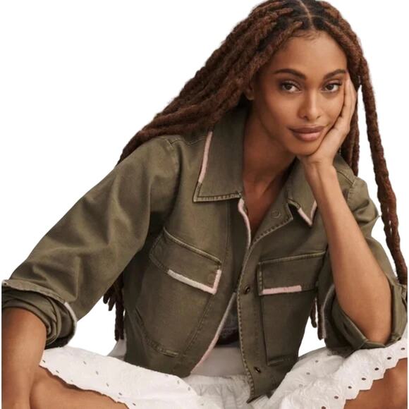 Anthropologie Pilcro Embroidered Utility Cropped Jacket Size XS NWT - Picture 1 of 14